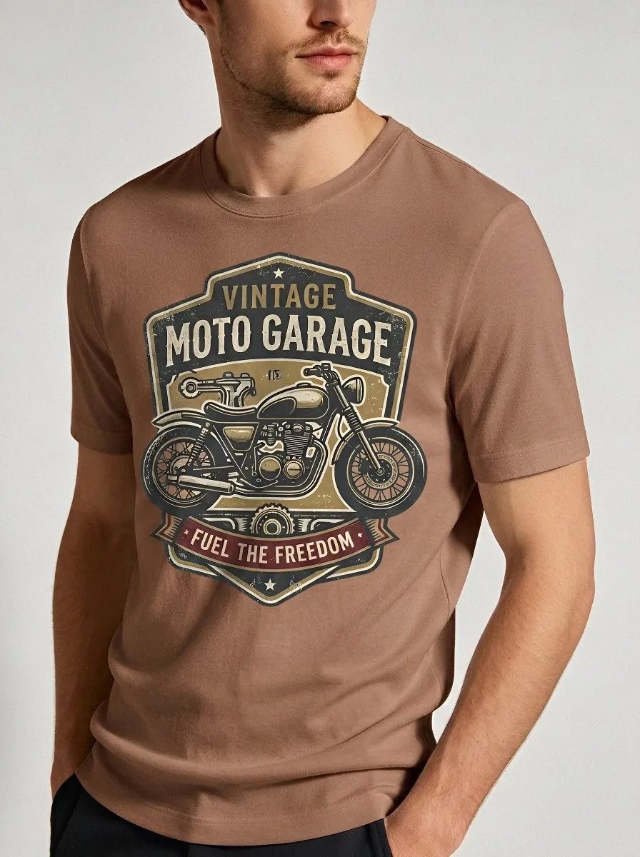 Men's Vintage Moto Garage Motorcycle Printed T-shirt