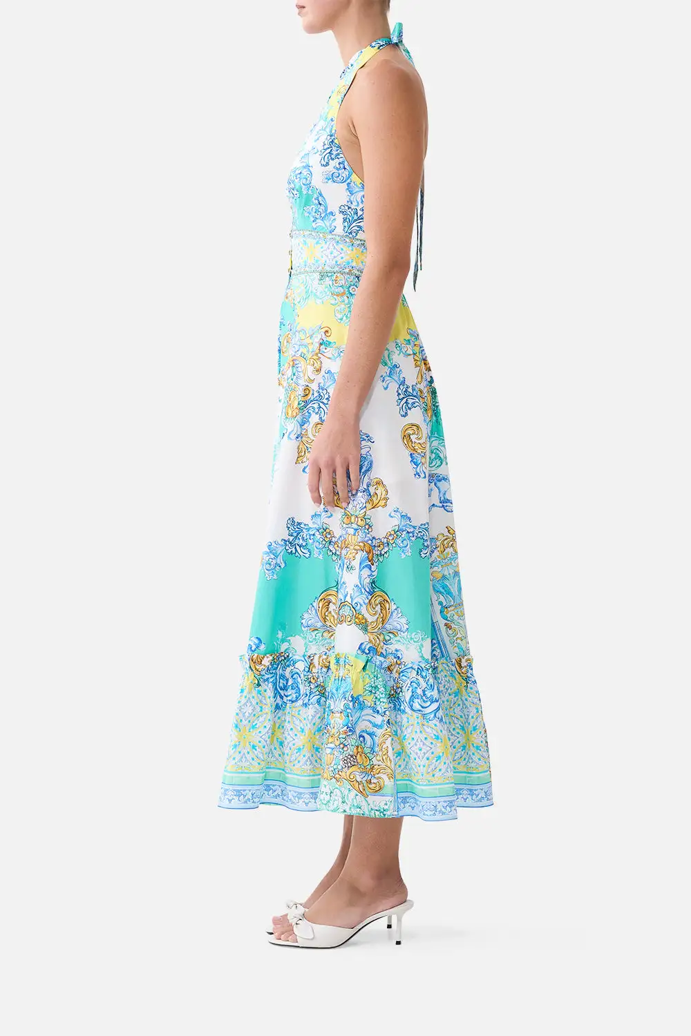Ruffle Neck Halter Dress