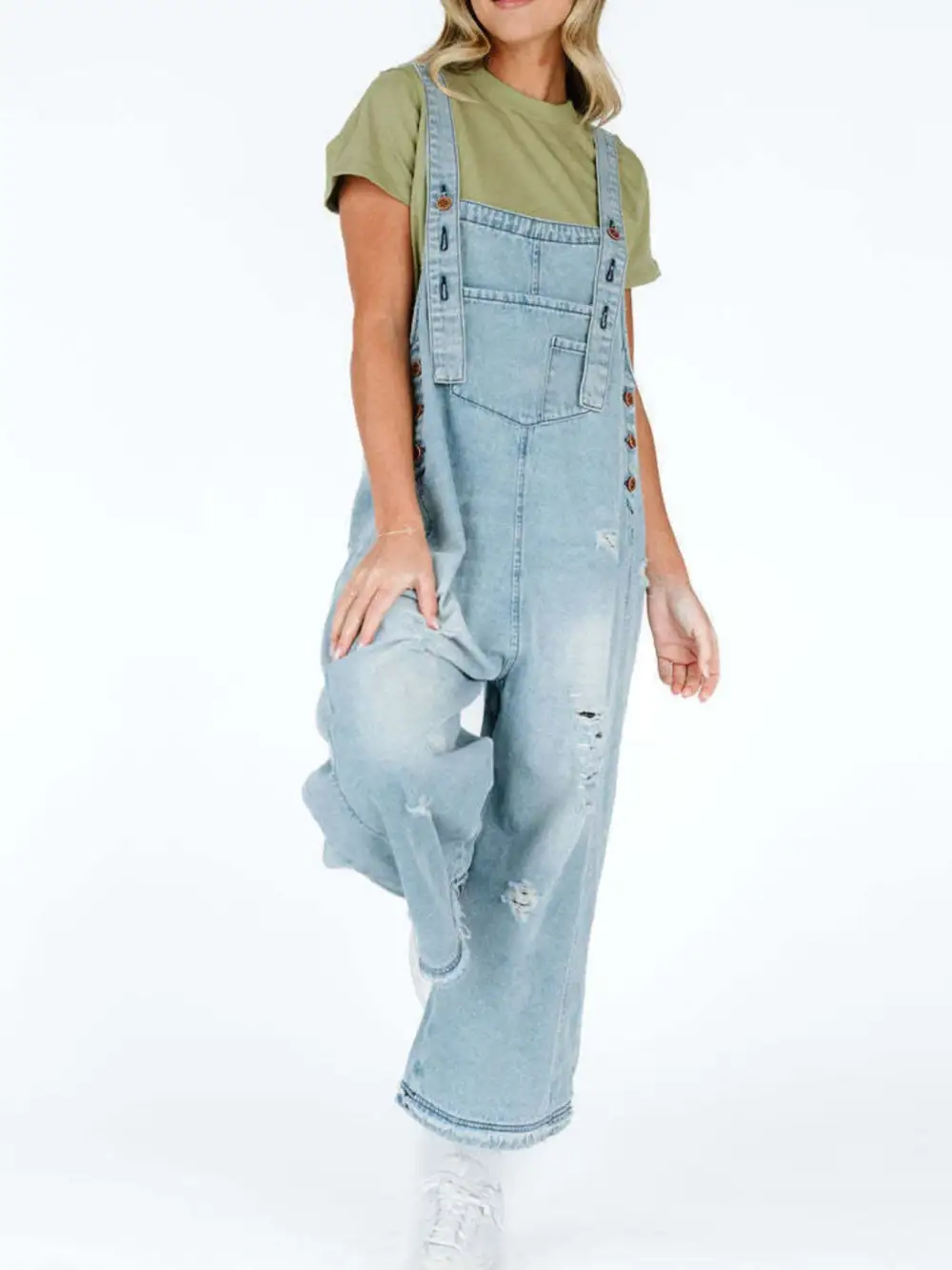 Wide Leg Denim Overalls Relaxed Fit Bib Overalls