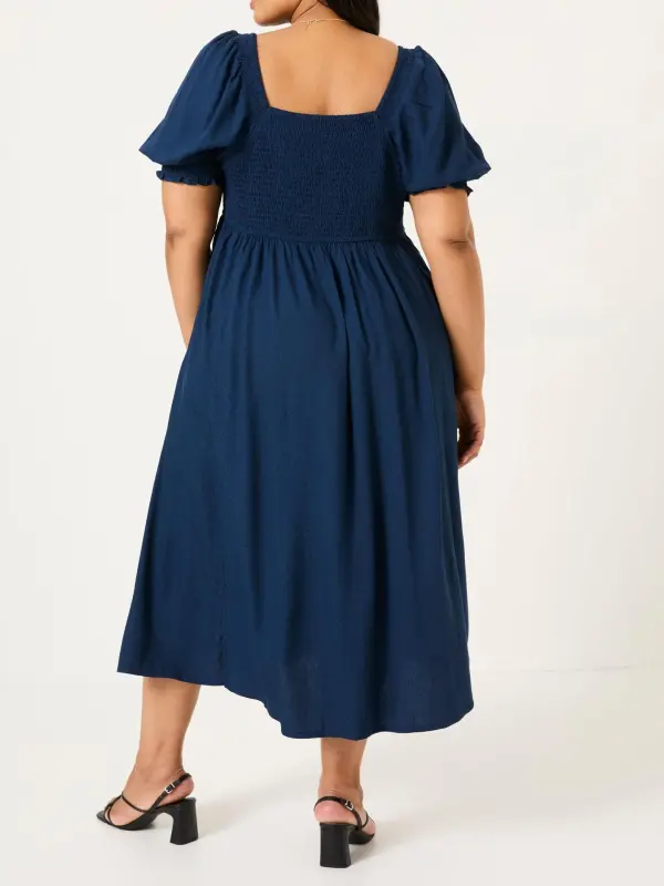 Indigo Blue Bloom Midi Dress