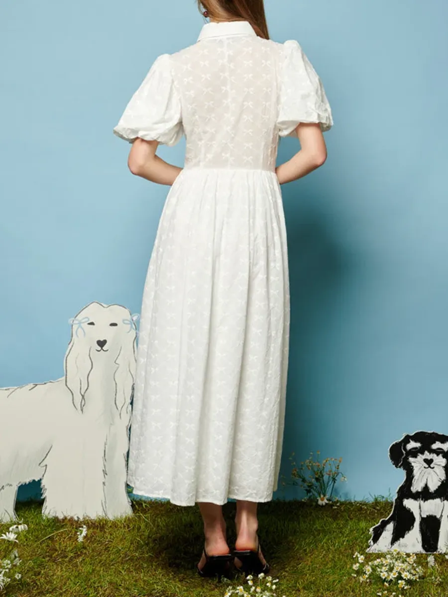 Daily Bow Embroidered Midi Dress