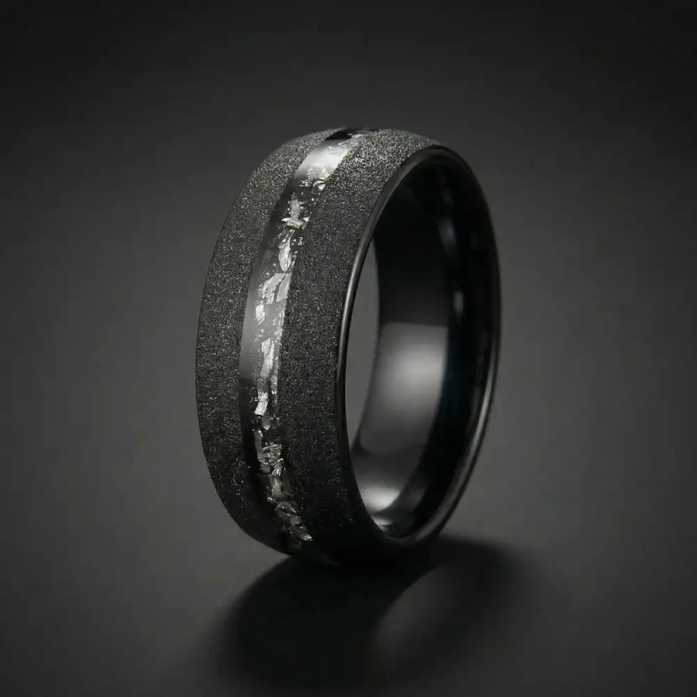 Men's Meteorite Tungsten Ring