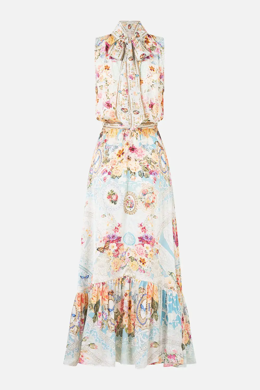 Tie Neck Dress with Elasticated Waist