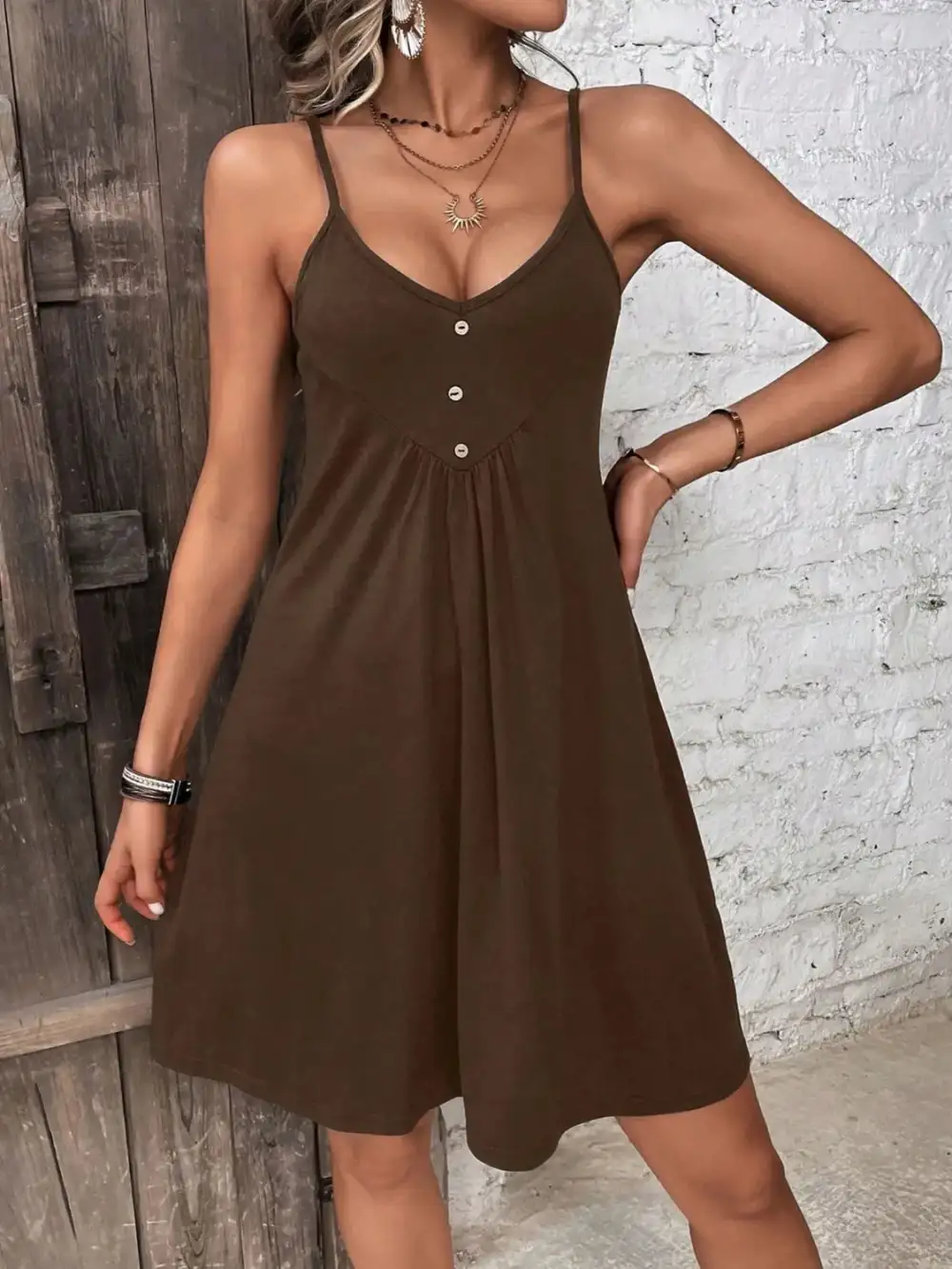 Mini Button Front Dress