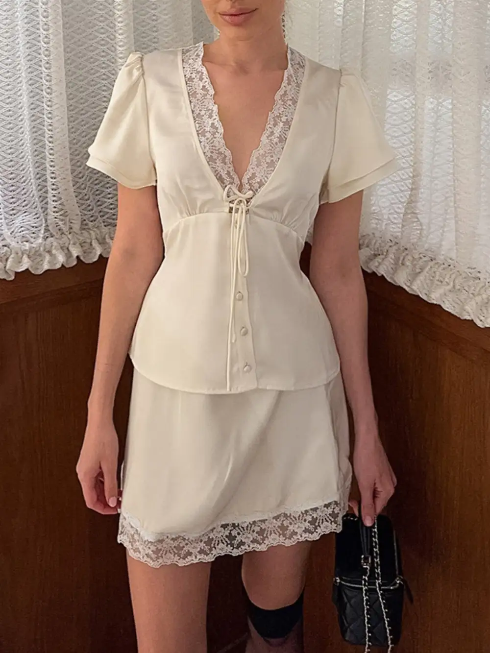 Lace Trimmed Coordinated Set