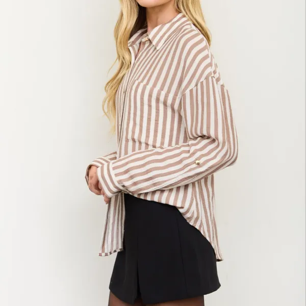 Striped Buttons Top