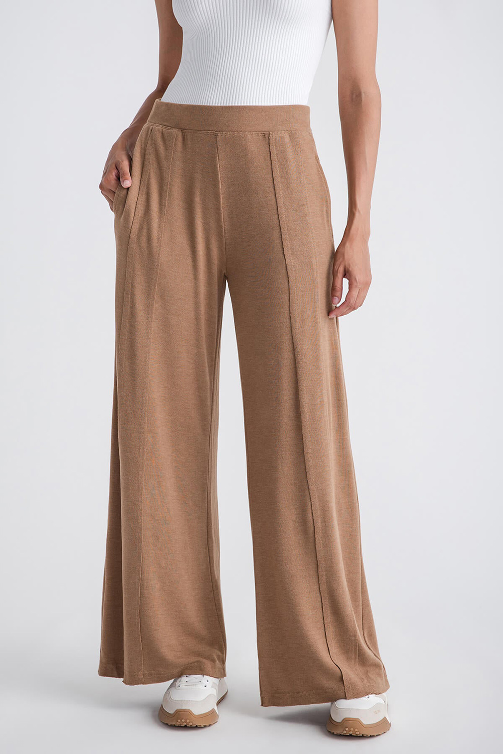 Wideleg Jersey Pants - Mocha