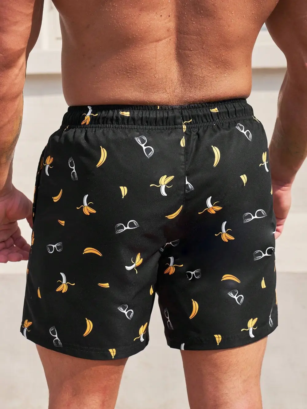 Men's Coastal Banana Print Swim Trunks