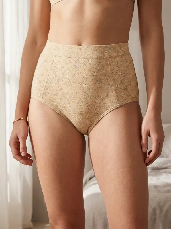 Women's Cottagecore Floral Pattern Printed High-Waisted Panties