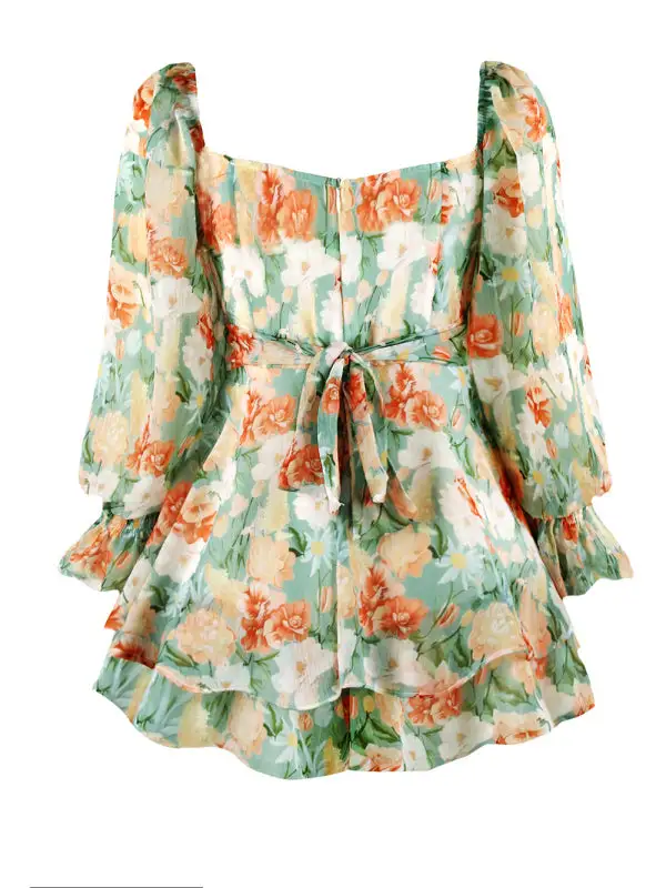 One Neck Lantern Lotus Leaf Long Jumpsuit