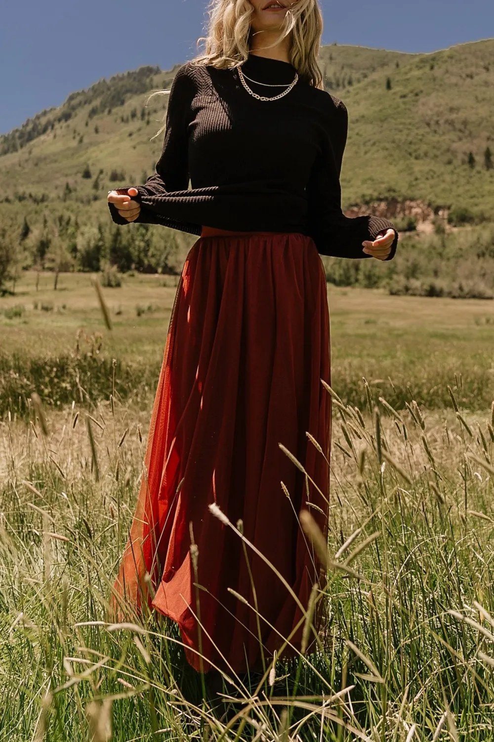 Minimalist High-Waisted Temperament Tulle Skirt