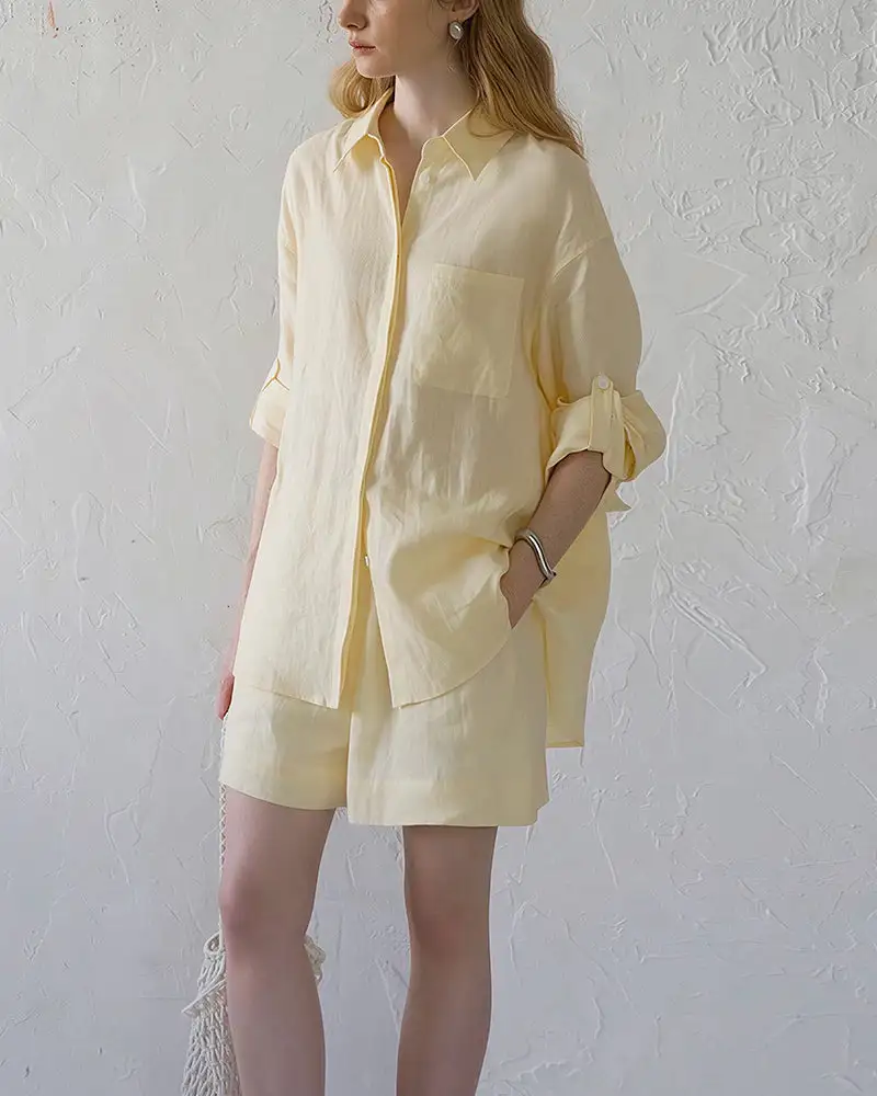 Breezy Linen Oversized Shirt and Shorts Matching Set