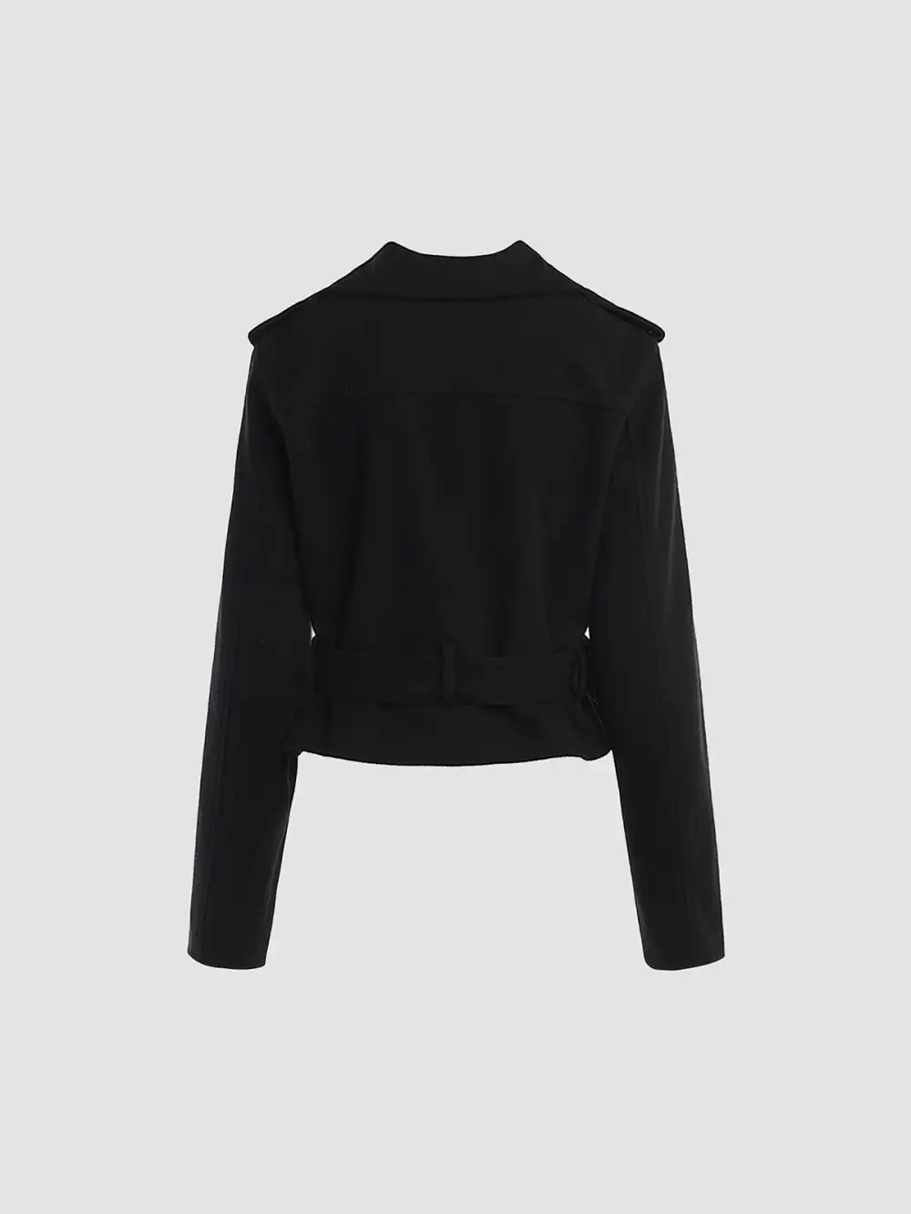 Solid Zip Belted Jacket