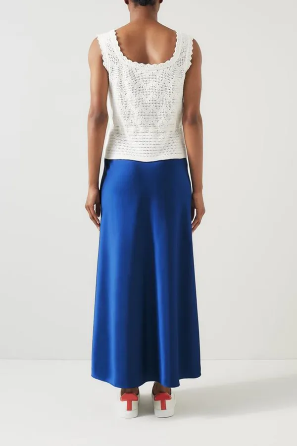 Royal Blue Flared Midi Skirt
