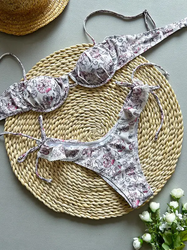 Small Floral Lace Bikini Swim Set