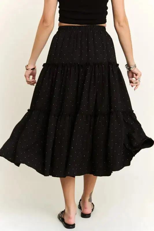 Ruffle Trim Rhinestone Skirt