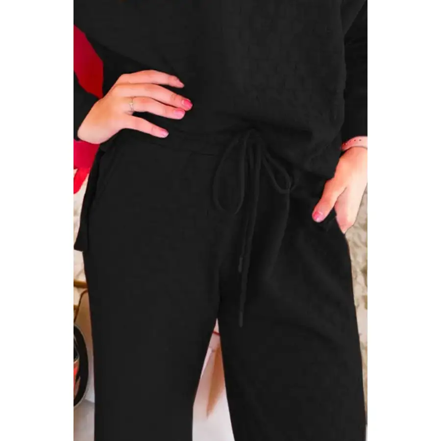 High Low Round Neck Top and Pants Set
