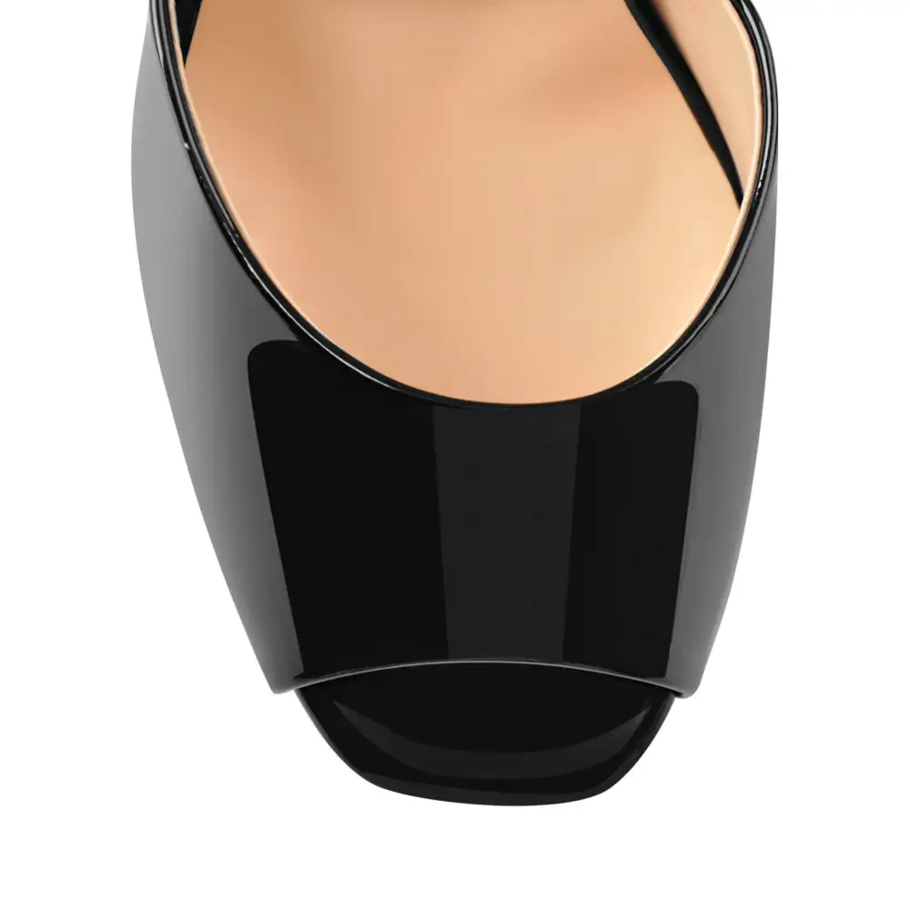 Peep Toe Patent Leather Stiletto Mule Sandals