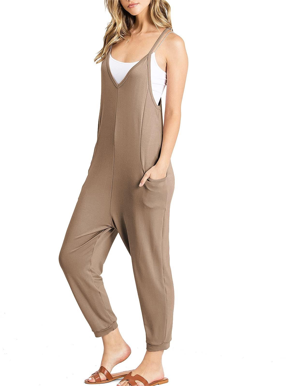 Taupe Sleeveless Loose - Fit Jumpsuit
