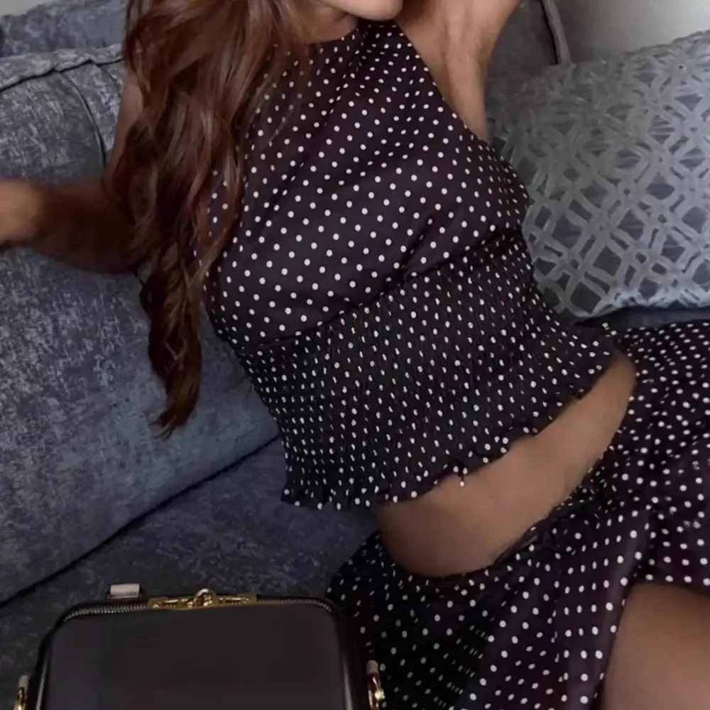 Minimal Polka Dot Printed Open Back Set