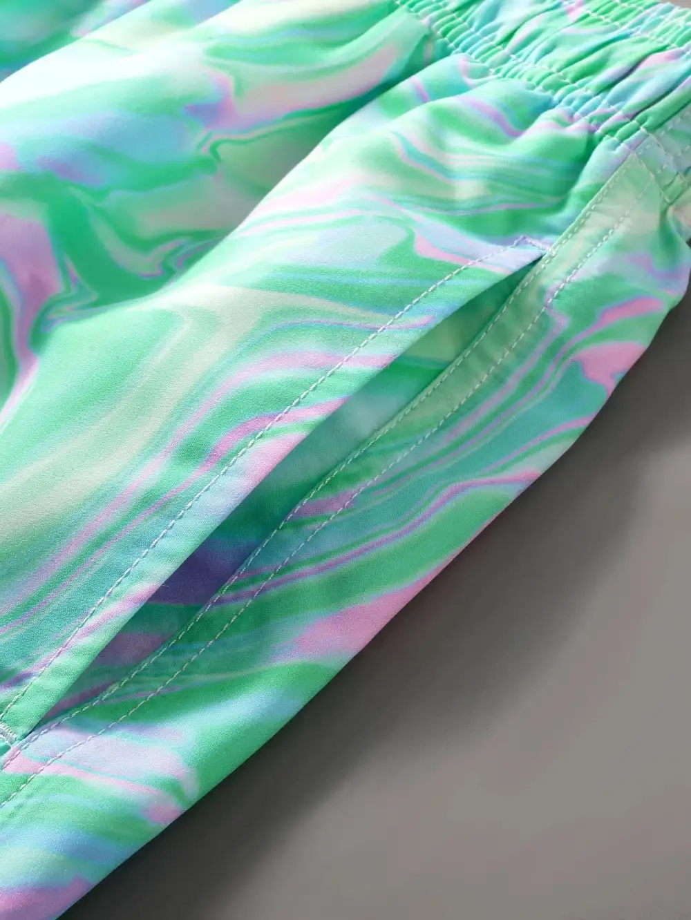 Men's Drawstring Allover Print Pocket Swim Trunks