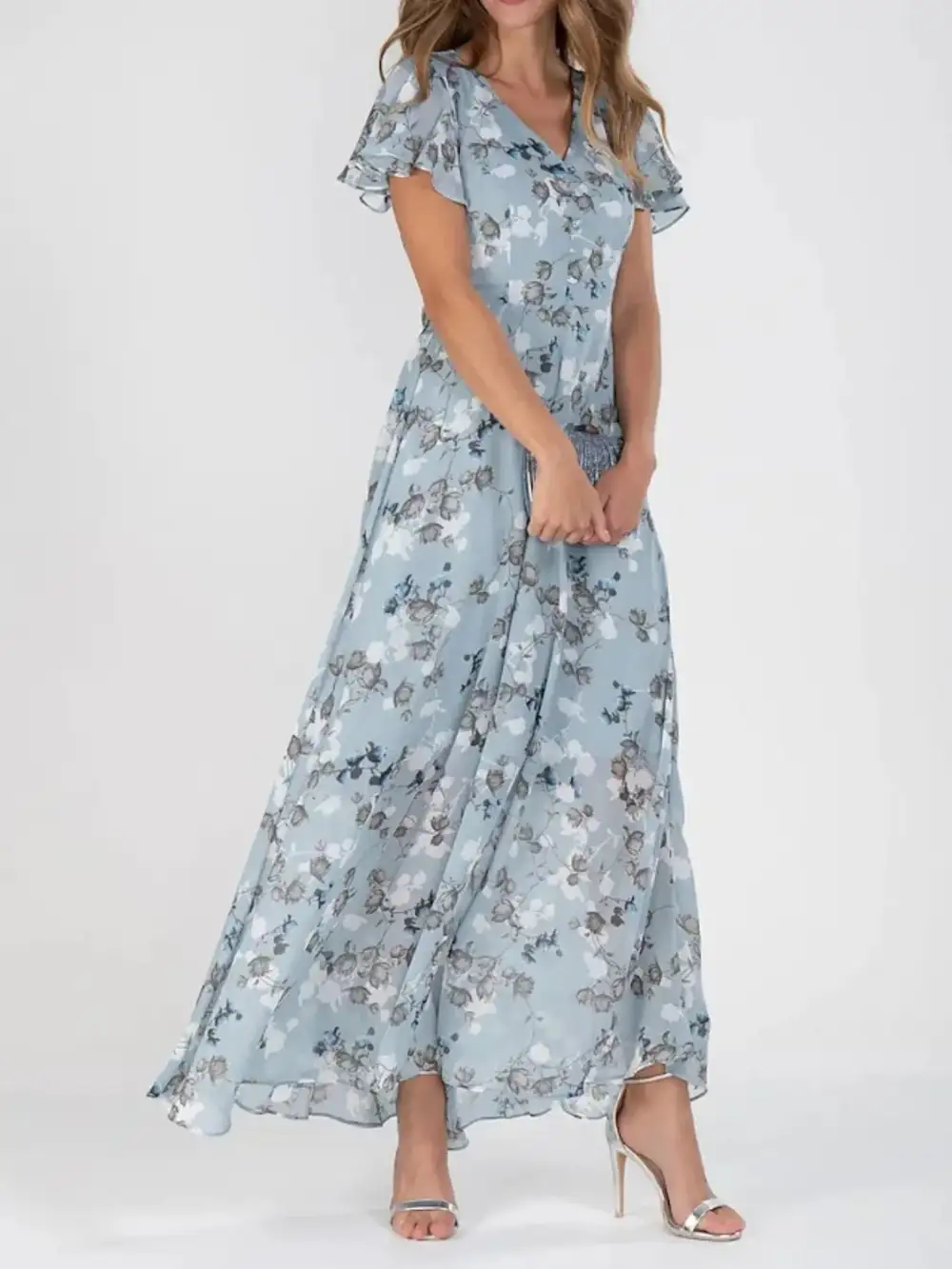 V-Neck Floral Maxi Dress