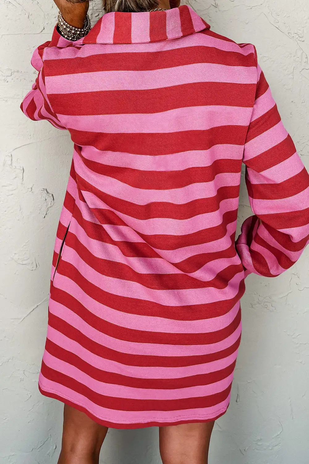 Striped Pocketed Shirt Dress