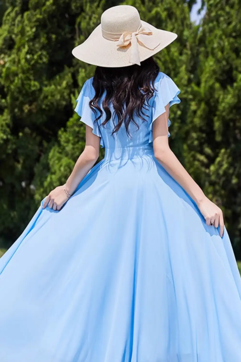 Refined Chiffon A Line Swing Maxi Dress