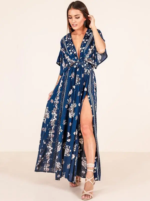 Bohemia Printed Split-side Maxi Dresses