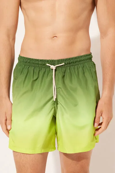 Elastic Waist Patterned Pocket Boxer Boxer Swim Shorts