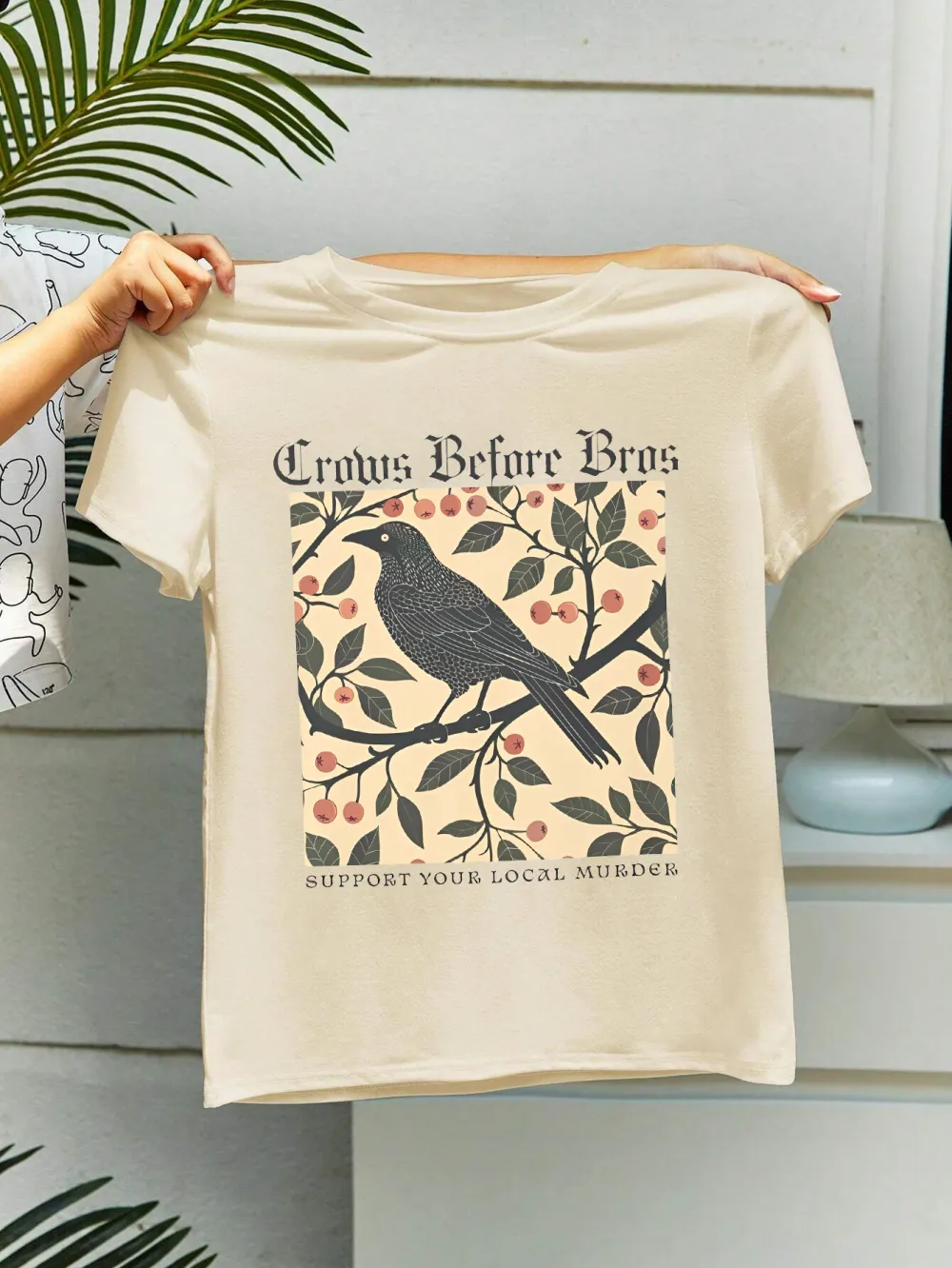 Crows Before Bros Graphic Printed Tee