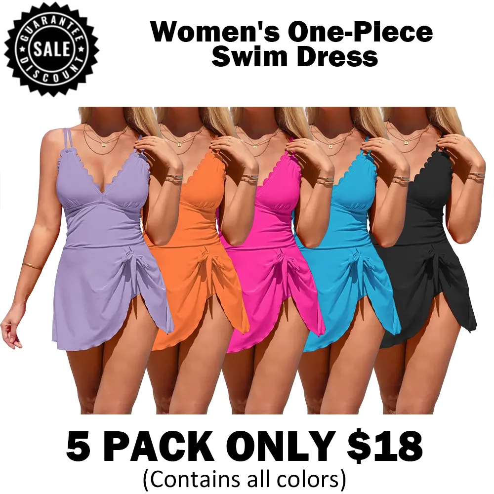 🎉Hot Sale🔥-Women's One-Piece Swim Dress🔥9-Pack - All Colors Included