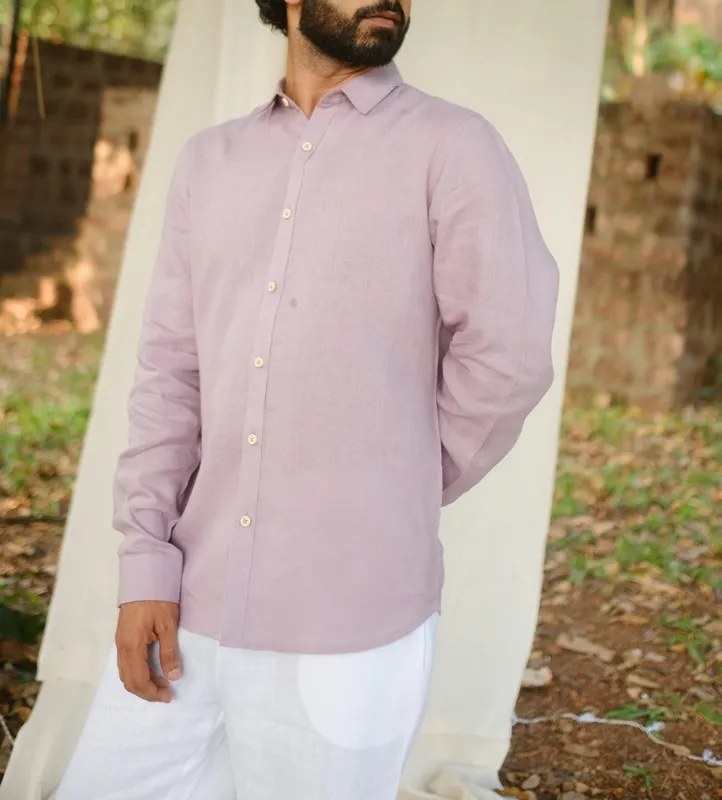 Lavender Linen Button-Up Shirt