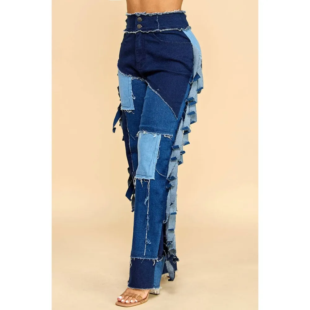 Patchwork Denim Pants