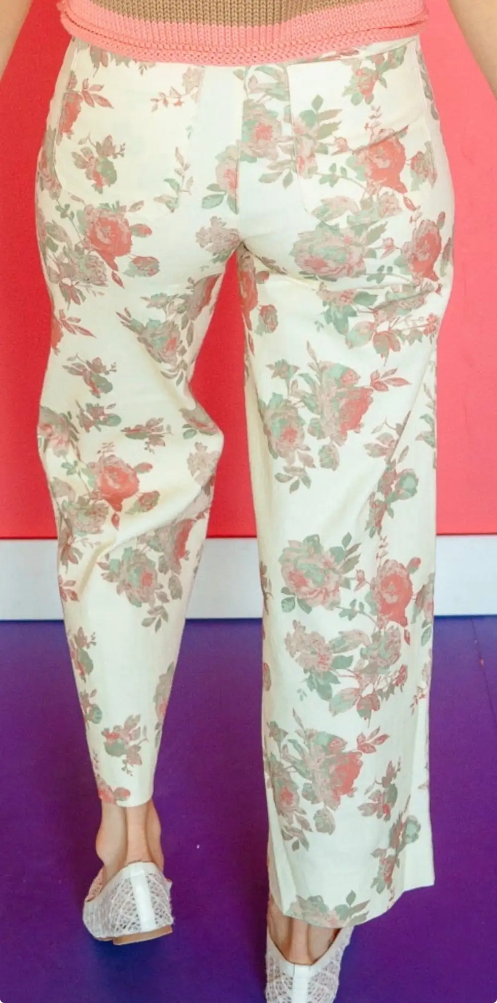 Roomy Zip Cotton Blend Casual Pants