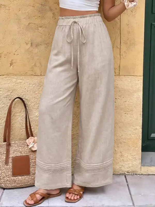 Easygoing Casual Drawstring Wide Leg Pants