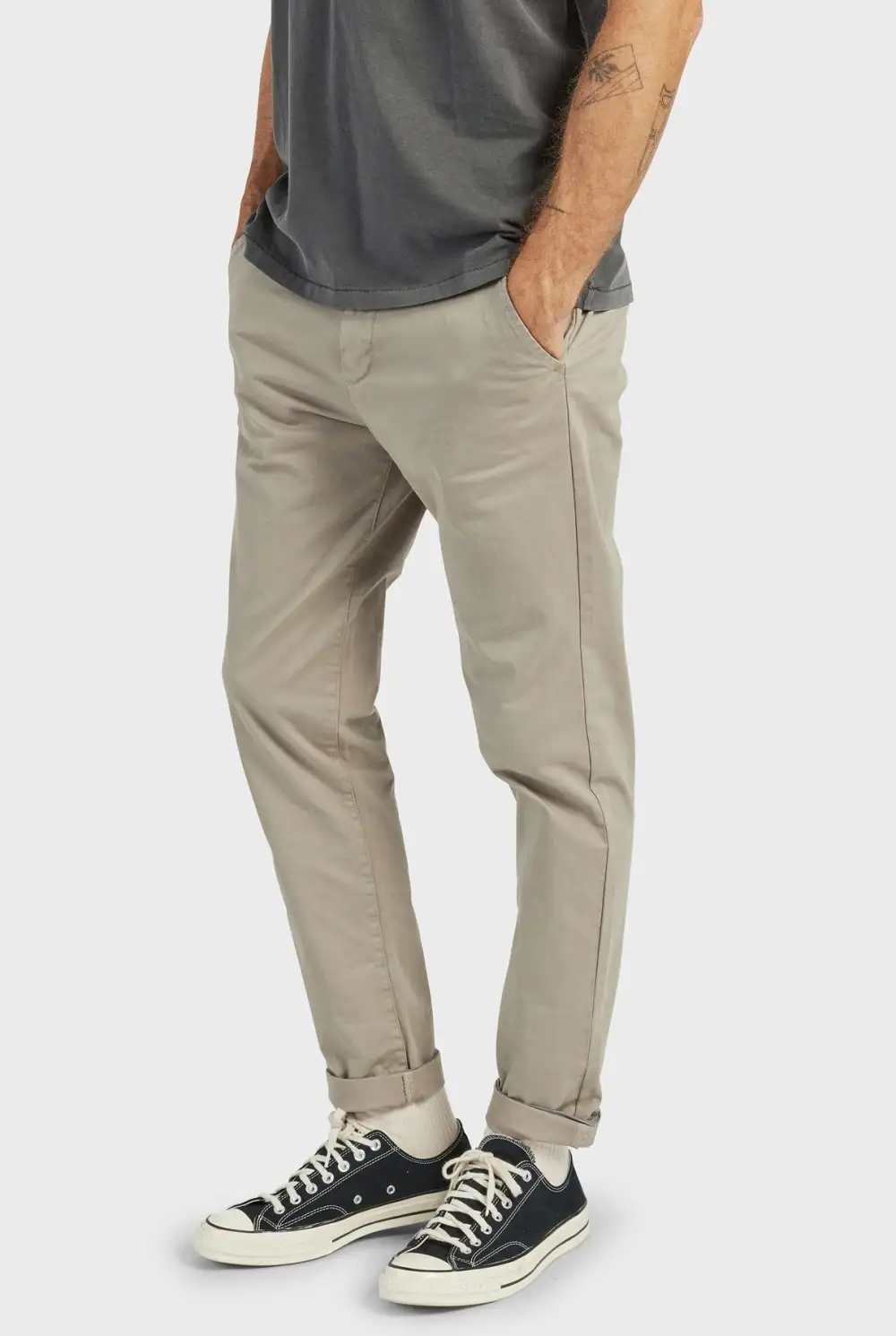 Solid Color Cotton Slim Fit Trousers