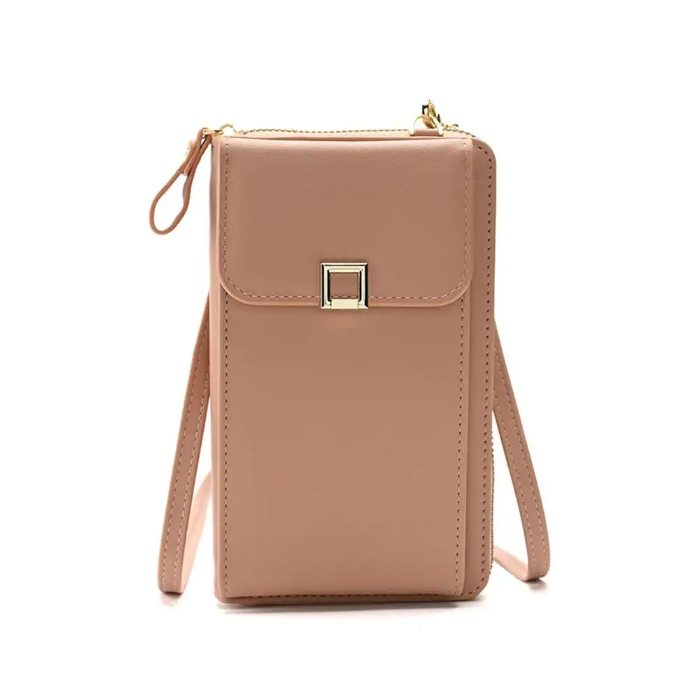 Solid Pu Leather Multifunctional Purse Mobile Phone One Shoulder