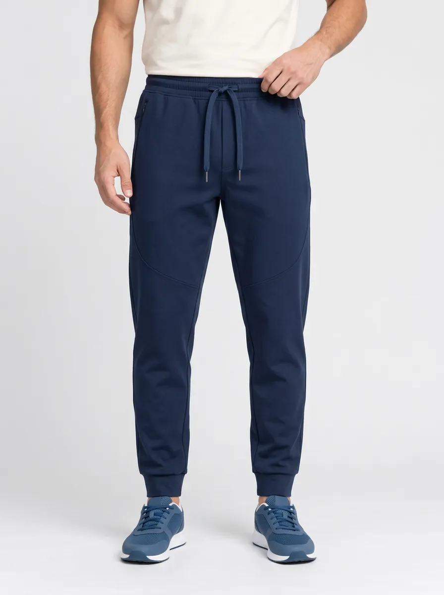 Navy Drawstring Jogger Pants for Men