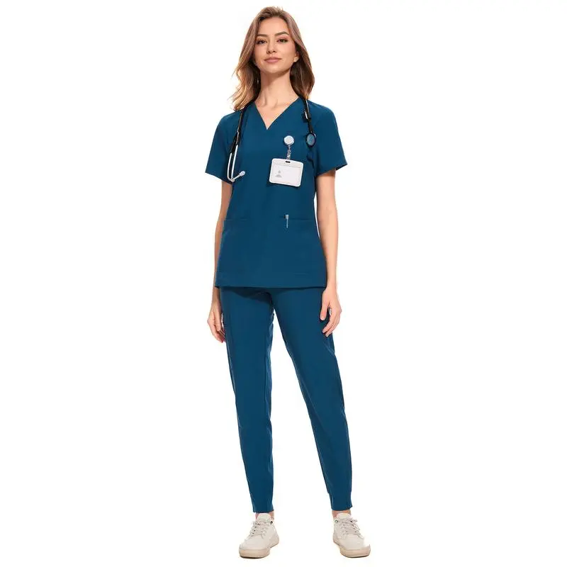 Women's V-Neck Workwear – Short Sleeve & Sleeveless Options with Inner Lining