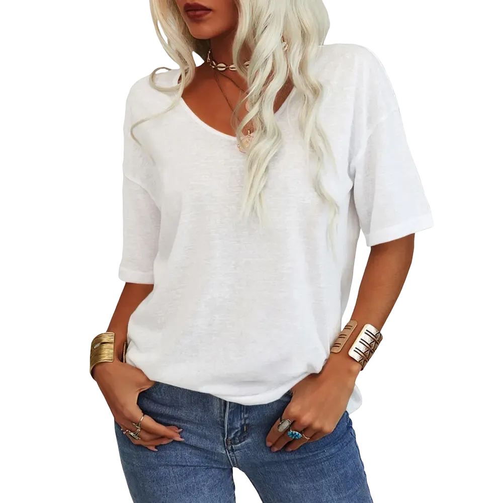 Women's Soft V-Neck Short-Sleeve T-Shirt-🔥8-Pack- Only $24