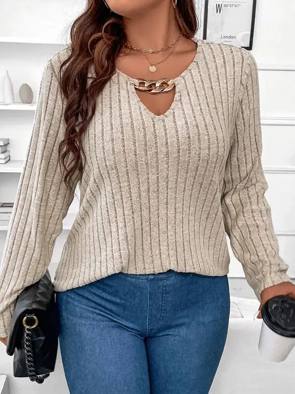 Long Sleeve Relaxed V-Neck T-Shirt