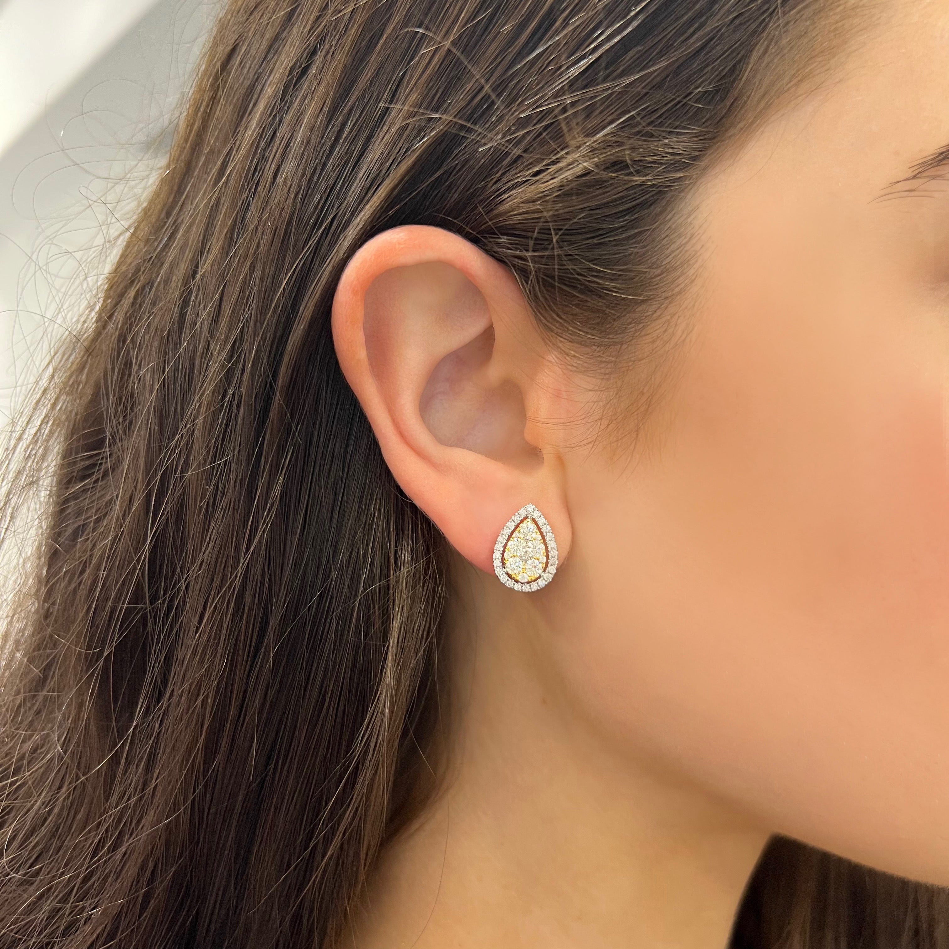 Sculpted Pear Gem Detail Stud Earrings