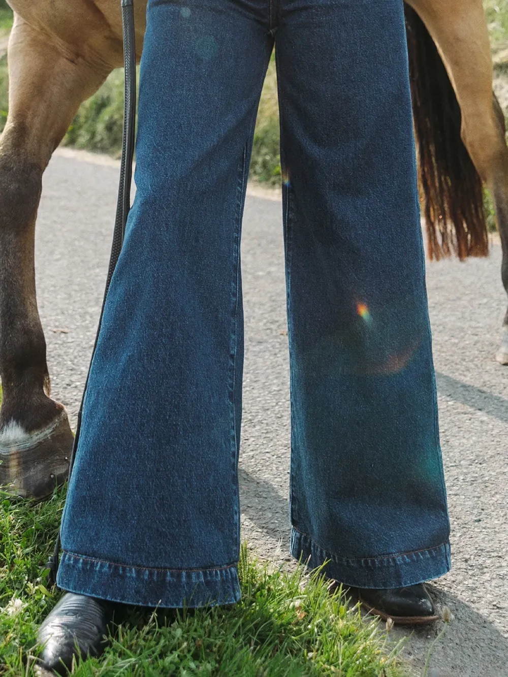 High Waisted Wide Leg Denim Jeans