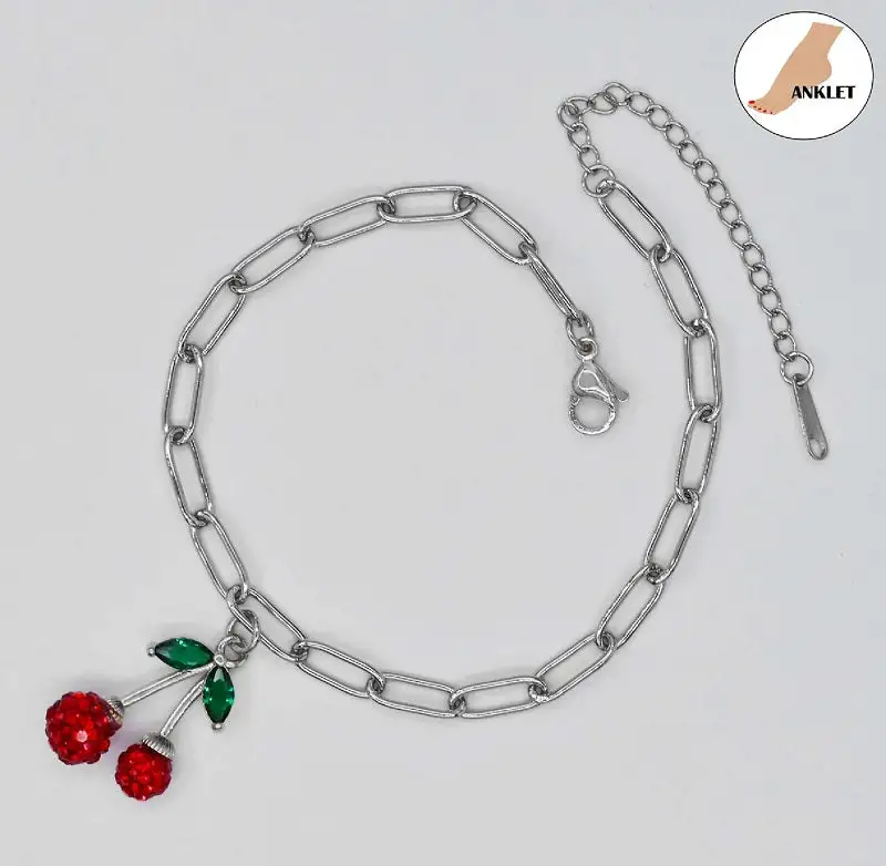 Delicate Cherry Charm Anklet