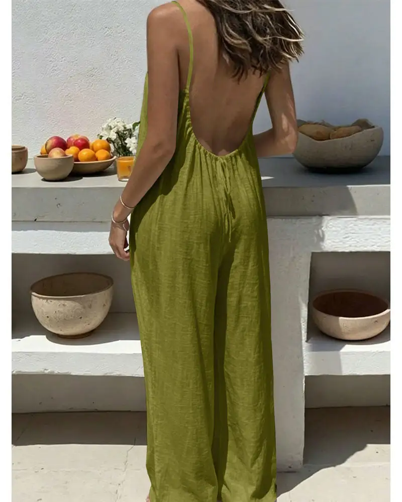 Backless Wide Leg Jumpsuit