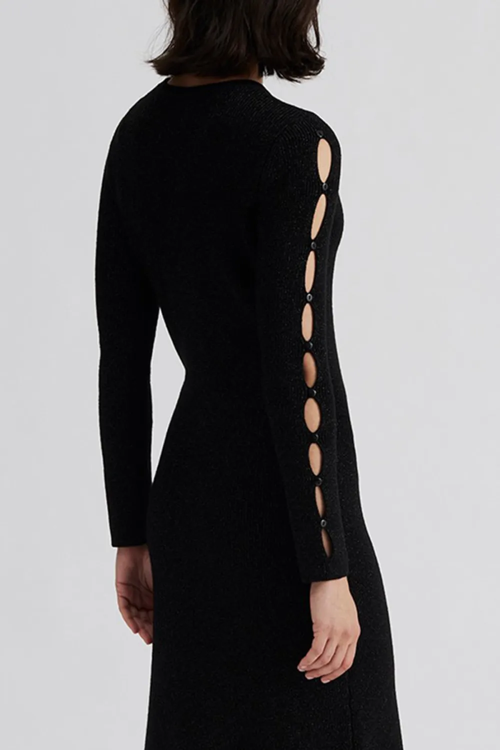 Cut Out Sleeve Knit Midi Dress