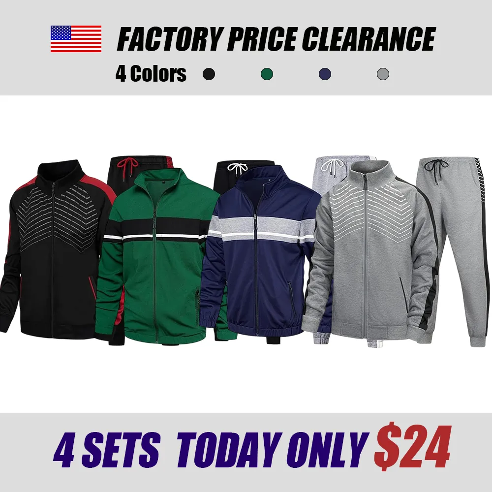 Leading The Better Life Men'S Sweat Suit 2 Piece Outfit Casual Contrast Sports Jogging Tracksuits Set