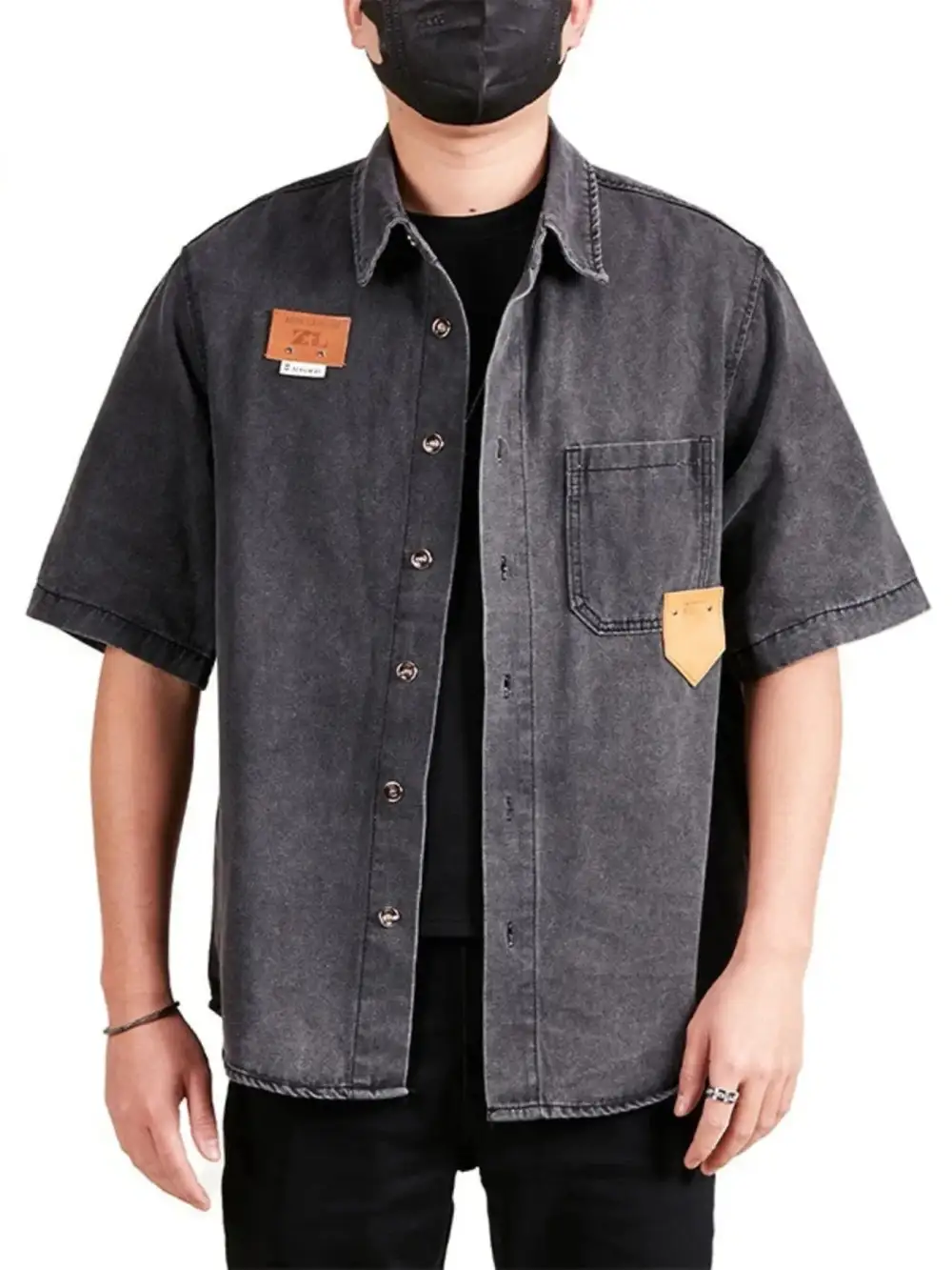 Button Up Half Sleeve Denim Shirt