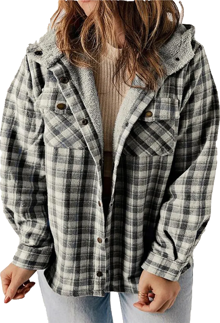 🧥 Plus Size Plaid Fuzzy Hooded Coat – Cozy, Confident & Made for Every Curve
